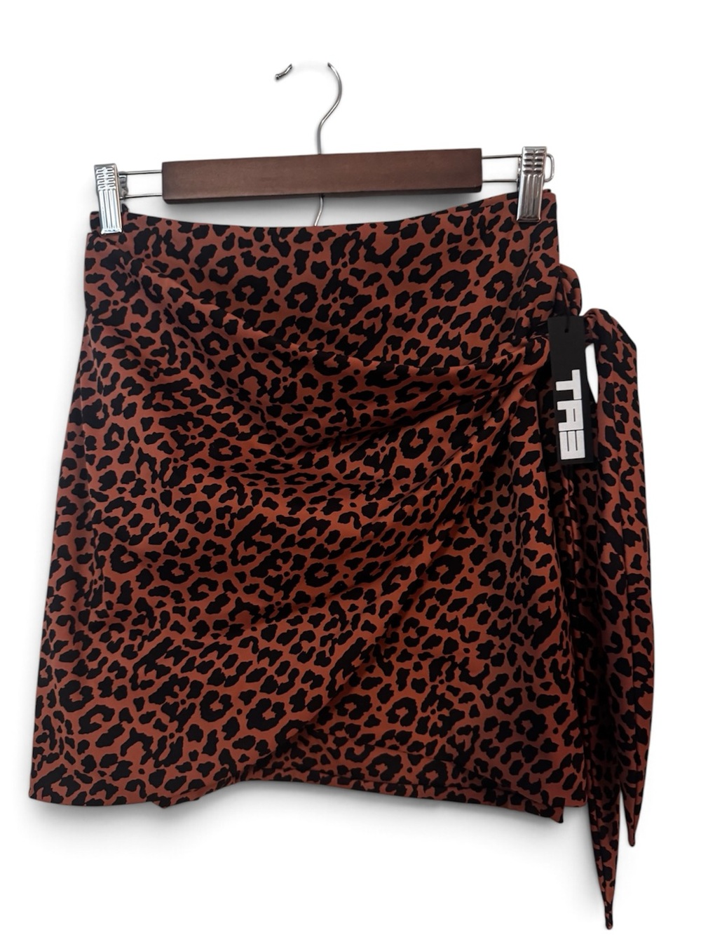 Tie-Side Leopard Print Swim Coverup in Rust and Black